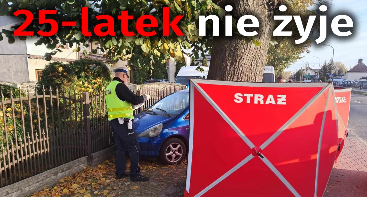 Zdjęcie z wypadku w Wieruszowie, nie żyje 25-latek / fot.: KPP Wieruszów