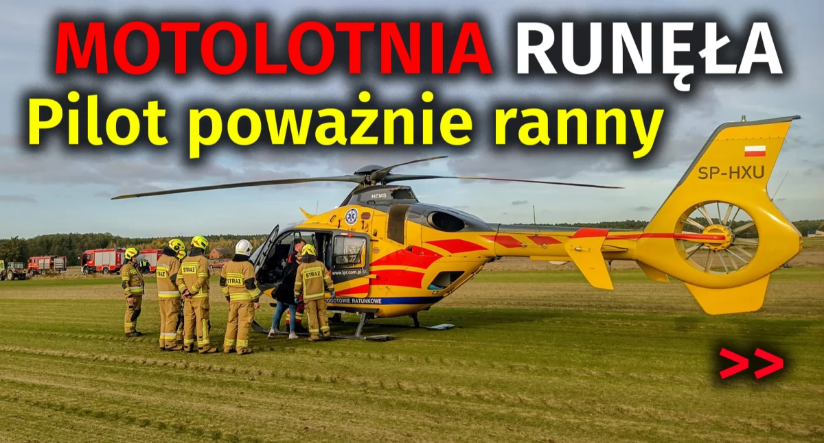 Zdjęcia z wypadku paralotniarza w Ganie / fot.: OSP Praszka