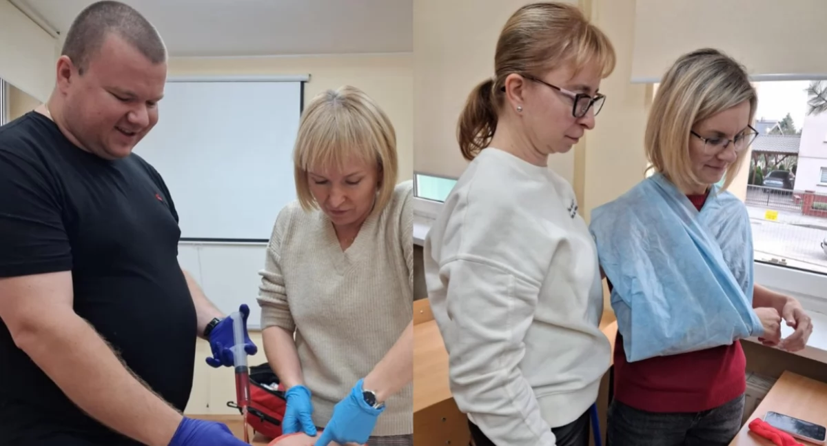 Na zdjęciu fragmenty szkolenia dla nauczycieli z Wieruszowa / Fot. Facebook / OSP KSRG Wieruszów