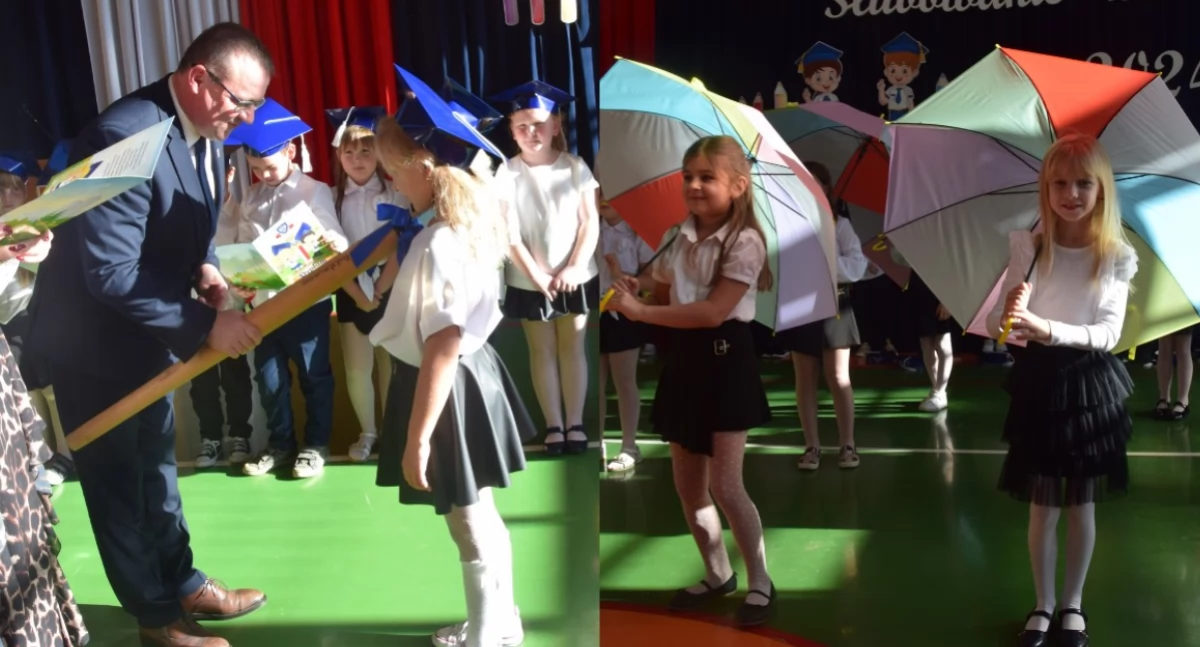 Na zdjęciu fragmenty ślubowania uczniów klas pierwszych w szkole w Konopnicy / Fot. Facebook / Szkoła Podstawowa im. 72. Pułku Piechoty 