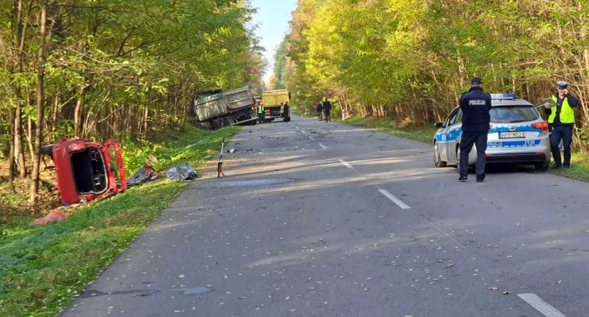 Zdjęcia ze śmiertelnego wypadku na drodze krajowej Szczyty-Krzeczów / fot.: Michał Borczyk