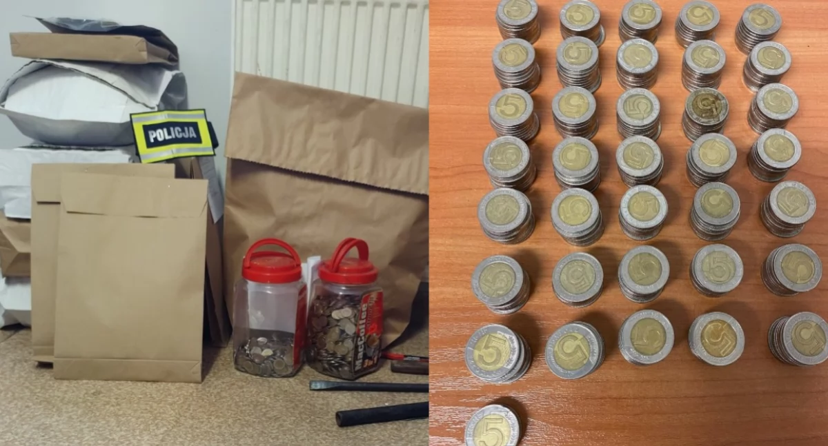 Na zdjęciu pieniądze, które ukradł 31-latek / Fot. KPP Pajęczno