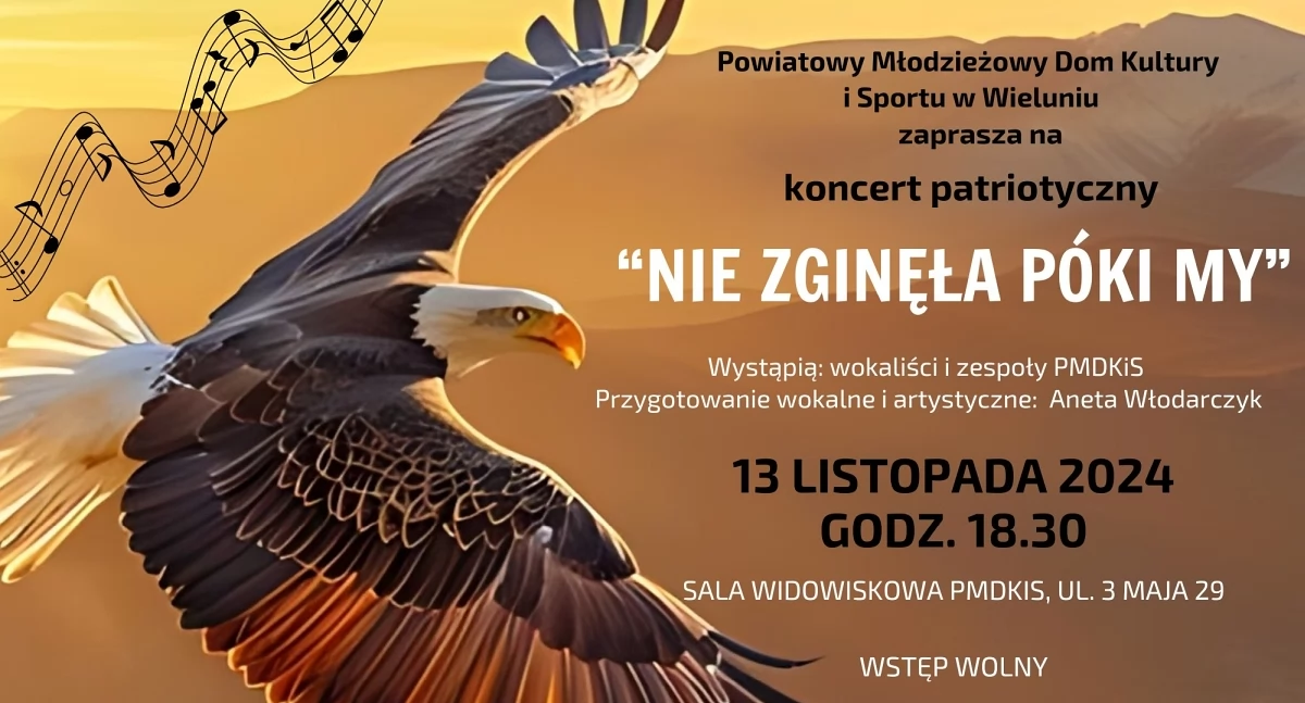 koncert, Koncert patriotyczny “Nie zginęła póki my” Wieluniu uczcijmy wspólnie narodowe wartości - zdjęcie, fotografia