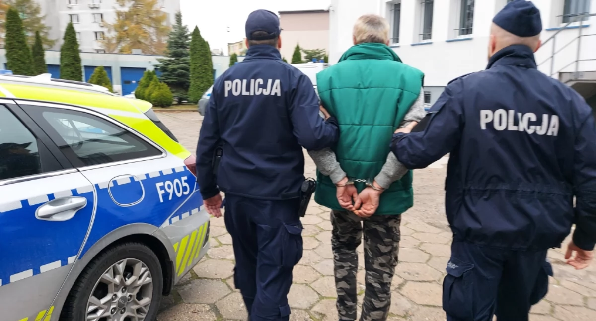 Na zdjęciu zatrzymany mężczyzna / Fot. KPP Bełchatów