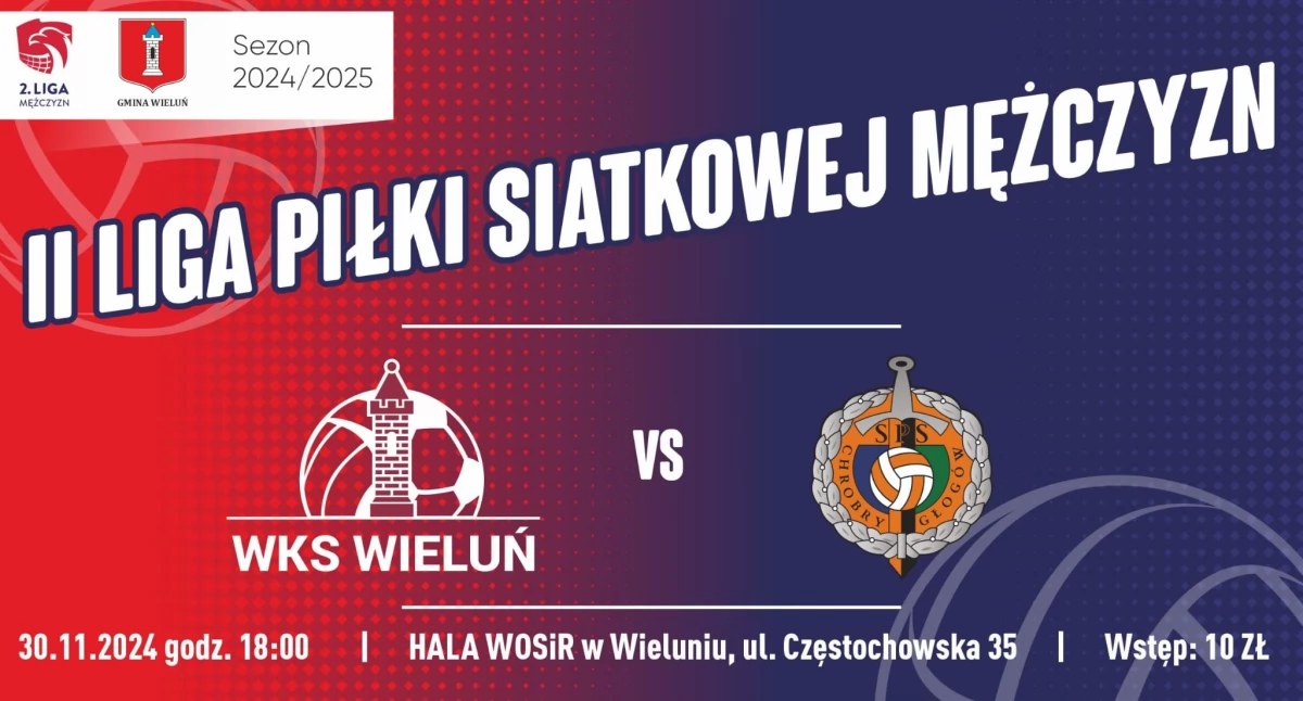 Na zdjęciu plakat promujący najbliższy mecz wieluńskich siatkarzy/ fot. WKS Wieluń, Martyna Preś 
