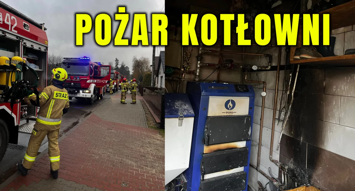 Zdjęcia z pożaru kotłowni w Leniszkach w gminie Czarnożyły / fot.: OSP Czarnożyły oraz OSP Opojowice