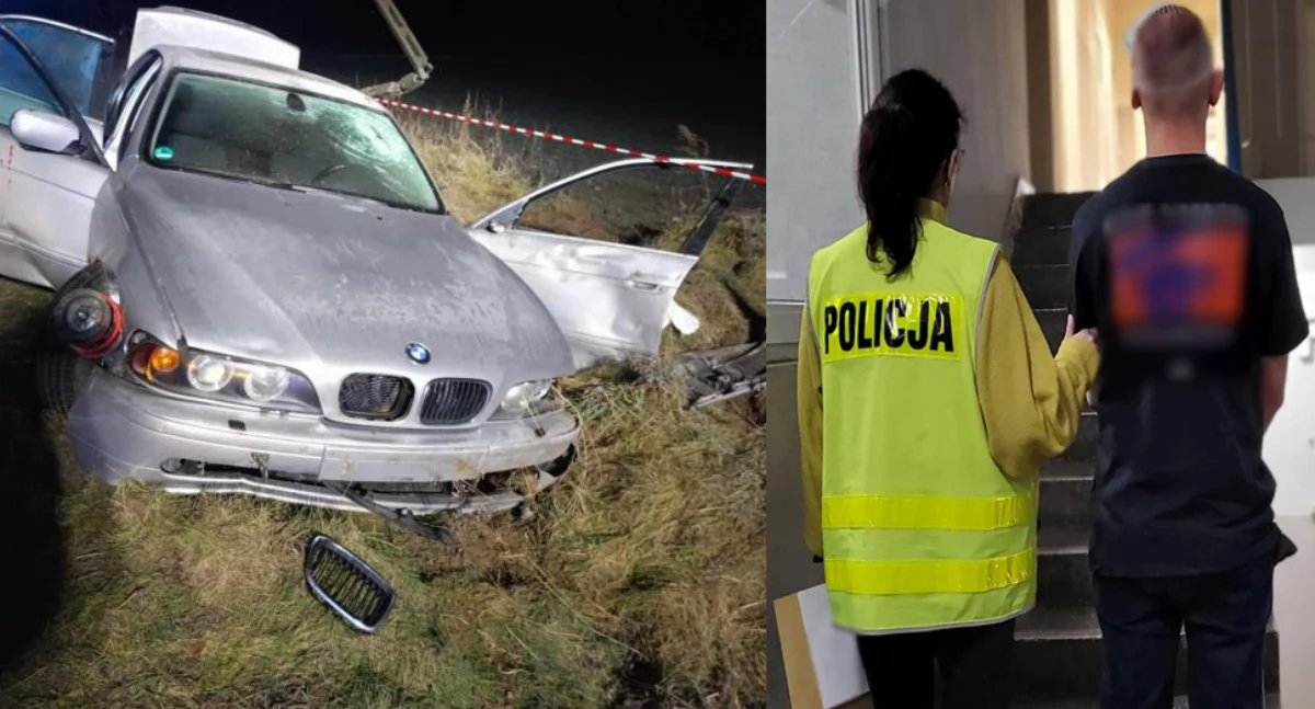 Zdjęcia z wypadku w Bolkowie / zdjęcia zatrzymanego 24-latk