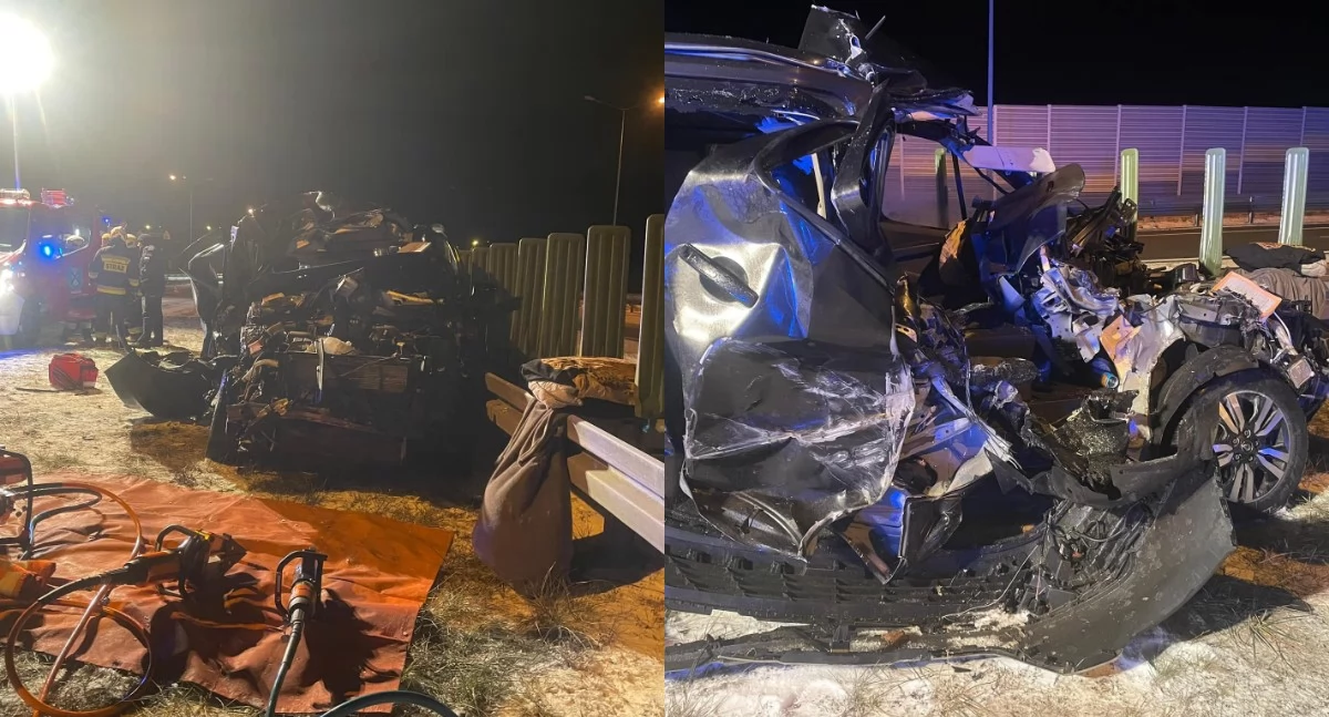 Na zdjęciu miejsce wypadku na trasie S8 w Złoczewie / Fot. Facebook / OSP KSRG Złoczew