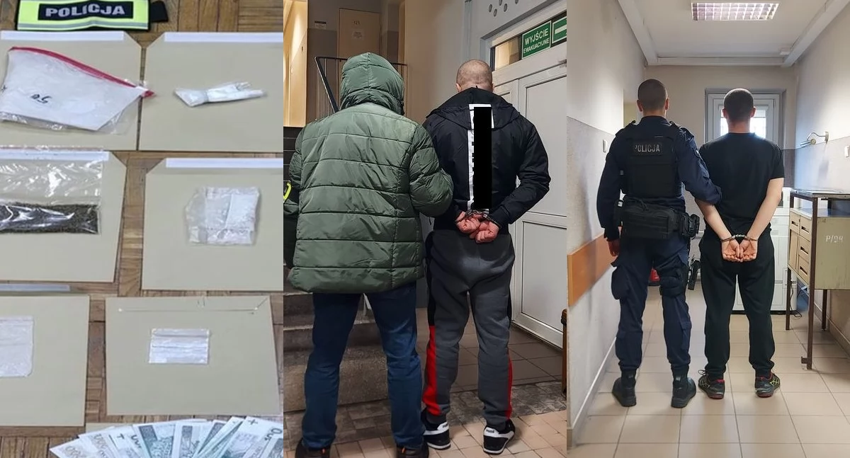 Na zdjęciu narkotyki znalezione przy obydwu zatrzymanych mężczyznach / Fot. KPP Wieluń