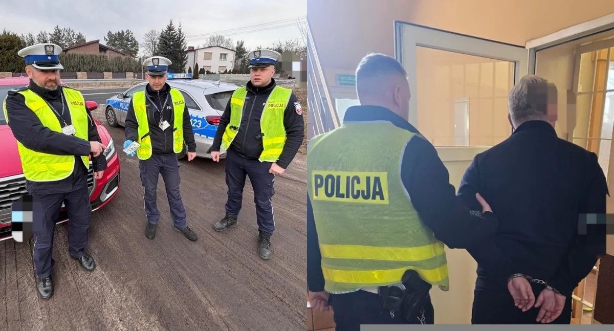 Na zdjęciu policjanci, którym zatrzymany mężczyzna próbował wręczyć łapówkę / Fot. KPP Ostrzeszów