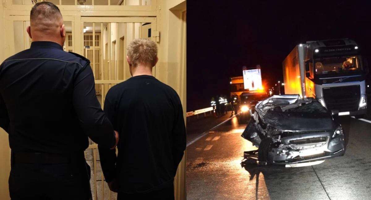 Na zdjęciu zatrzymany 43-latek, który spowodował wypadek na trasie S8 w okolicach Łasku / Fot. KPP Łask