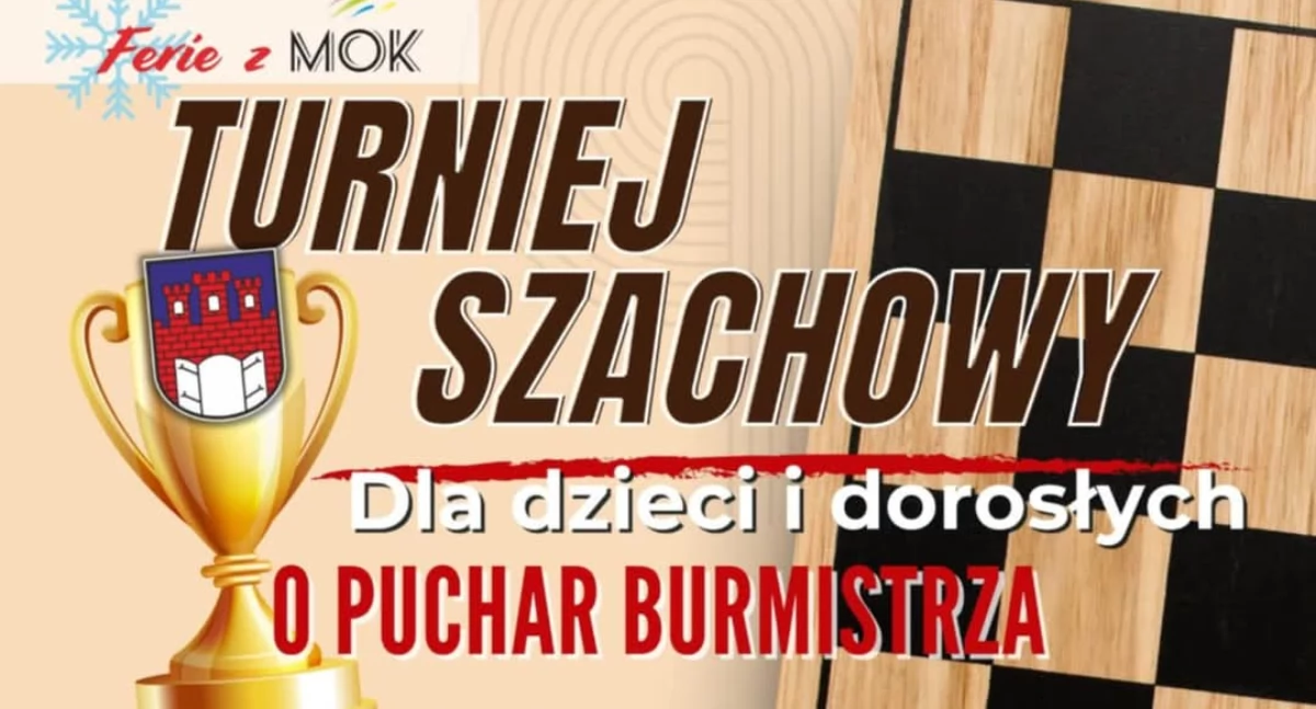 Na zdjęciu plakat promujący szachowe wydarzenie/fot.MOK Pajęczno 