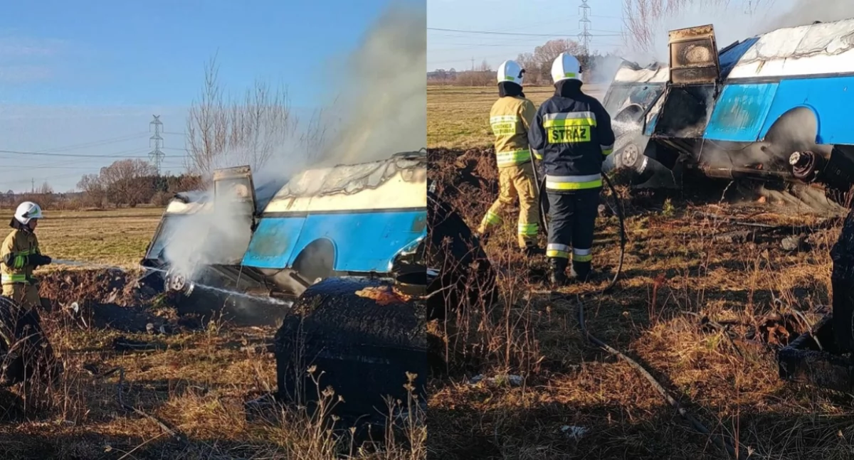 Na zdjęciu miejsce pożaru w Woli WIązowej w gminie Rusiec / Fot. Facebook / OSP KSRG Rusiec