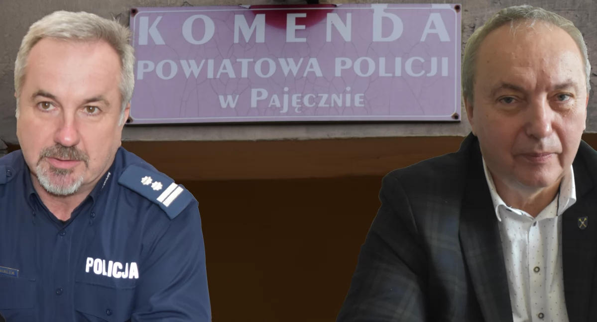 Na zdjęciu Adam Stochniałek, komendant powiatowy policji w Pajęcznie oraz Paweł Sikora, starosta pajęczański / fot.: Sławomir Rajch 
