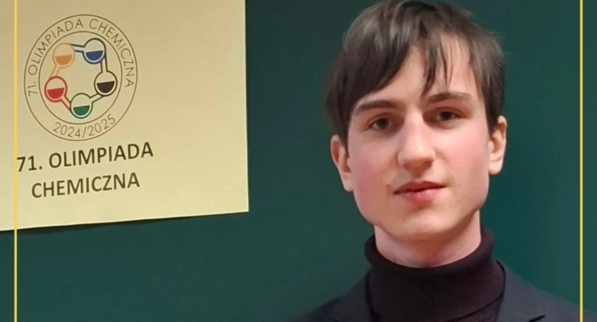 Na zdjęciu Juliusz Szczeszek-Bistuła, laureat 71 Ogólnopolskiej Olimpiady Chemicznej/ fot.: ZS w Pajęcznie