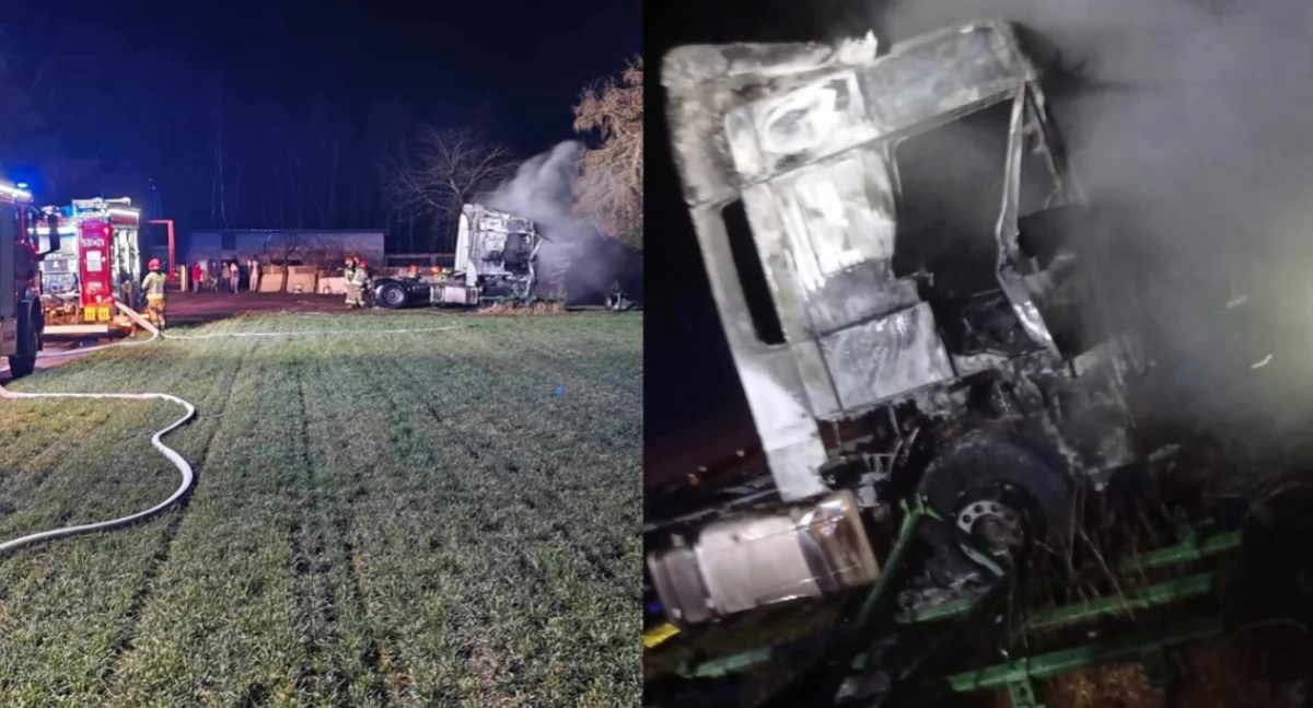 Na zdjęciu miejsce pożaru w Sieradzu / Fot. Facebook / OSP KSRG Charłupia Mała 