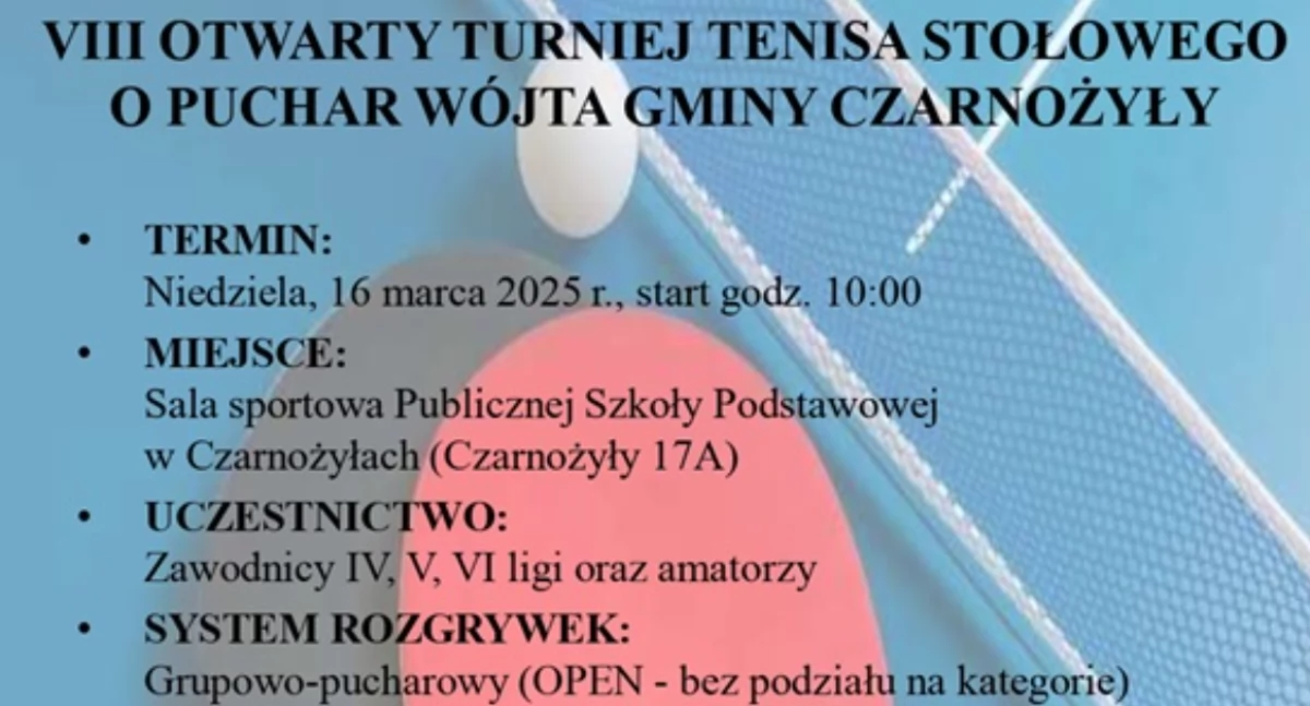 tenis stołowy, Otwarty Turniej Tenisa Stołowego Czarnożyłach sportowe emocje cenne nagrody - zdjęcie, fotografia