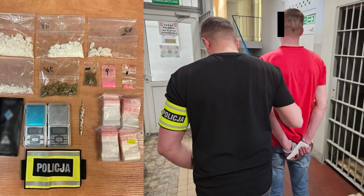 Na zdjęciu zatrzymany za posiadanie narkotyków w Wieluniu / fot.: KPP w Wieluniu