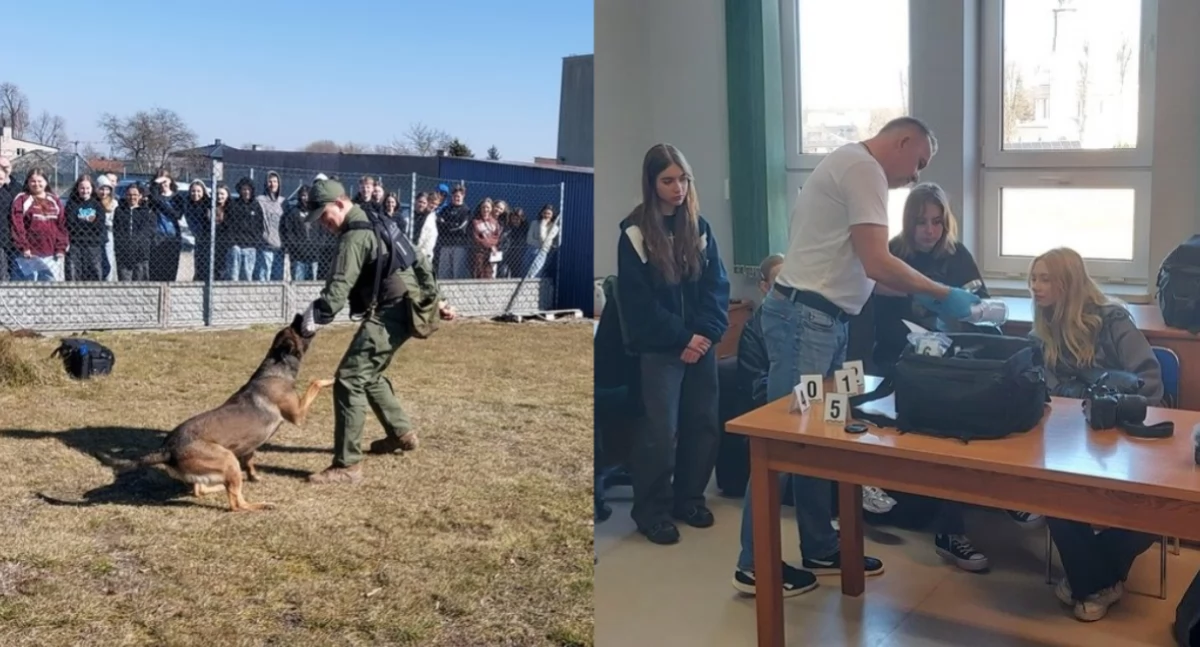 Na zdjęciu fragmenty wizyty uczniów na wieruszowskiej komendzie policji / Fot. KPP Wieruszów