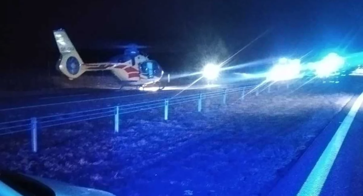 Na zdjęciu miejsce wypadku na trasie S8 / Fot. KPP Wieruszów