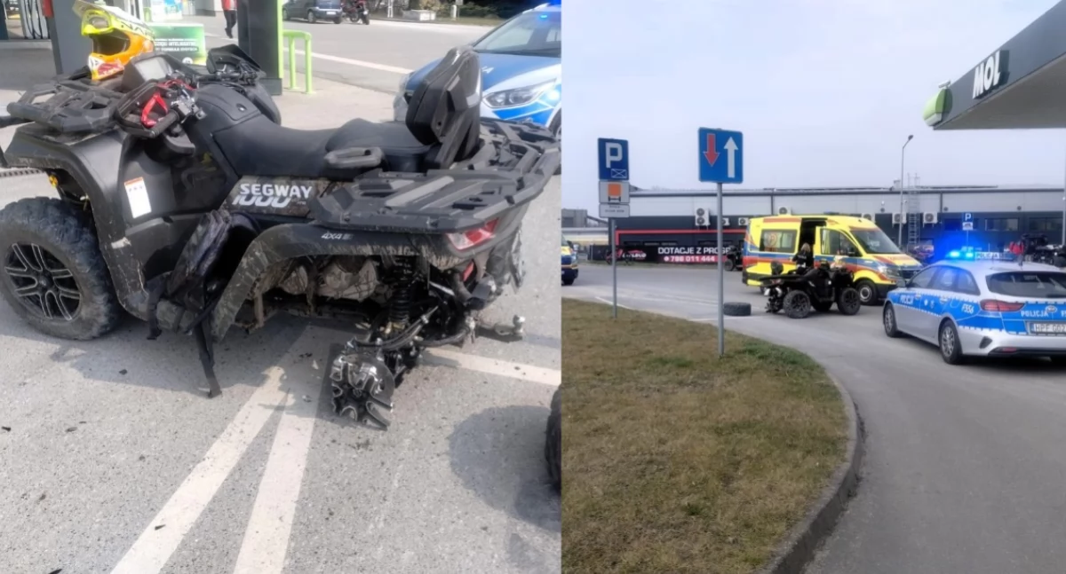 Na zdjęciu miejsce kolizji na stacji paliw w Łasku / Fot. KPP Łask