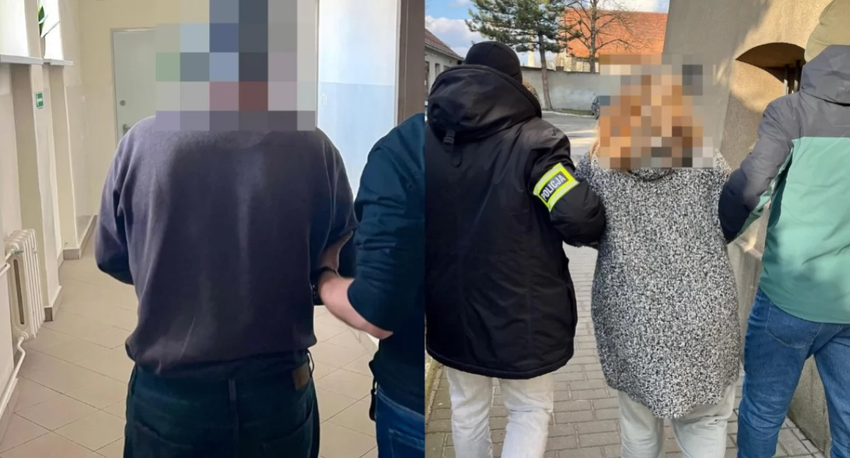 Na zdjęciu moment zatrzymania oszustów z powiatu kluczborskiego / Fot. KPP Kluczbork