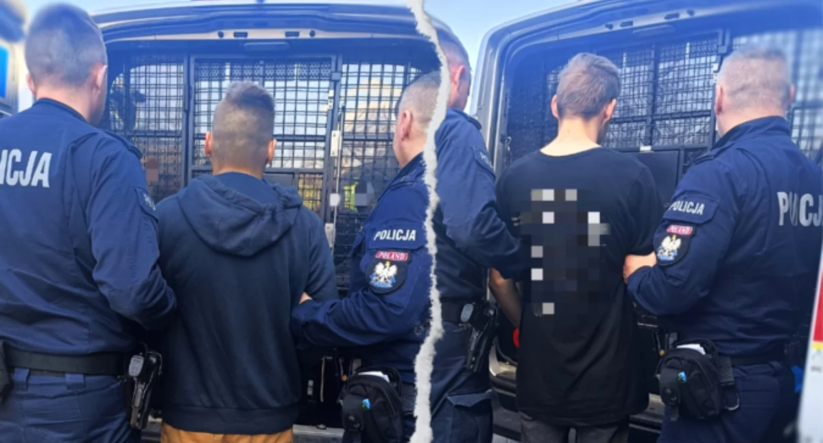 Na zdjęciu zatrzymanie dwóch z czterech braci, poszukiwanych przez policję / Fot. KPP Radomsko 