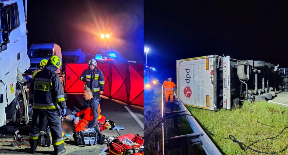 Na zdjęciu miejsce wypadku na trasie S8 / Fot. Facebook / OSP KSRG Chojny