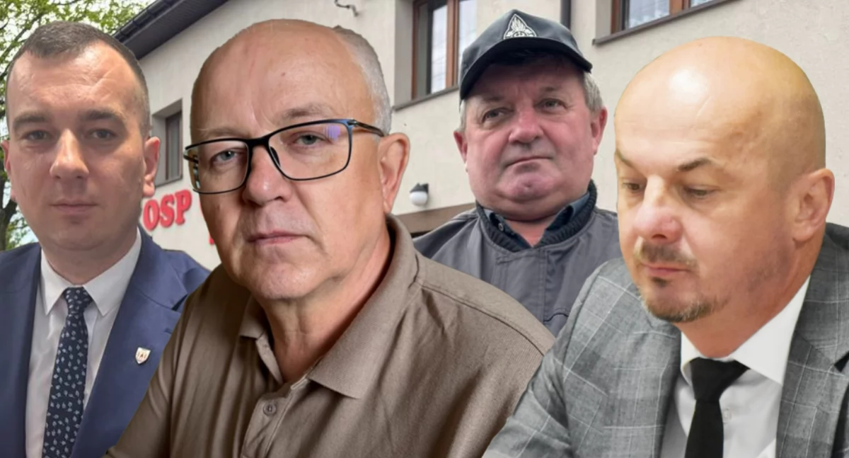 Na zdjęciu od lewej: wójt Kamil Ceglarek, szef gminnych struktur OSP Waldemar Moryń, prezes OSP Ożegów Jan Grądecki i wiceprzewodniczący Rady Gminy Siemkowice Marcin Jamiński / fot.: Sławomir Rajch