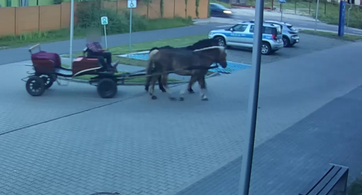 Na zdjęciu moment wjazdu 69-latka na teren komendy policji / Fot. KPP Poddębice