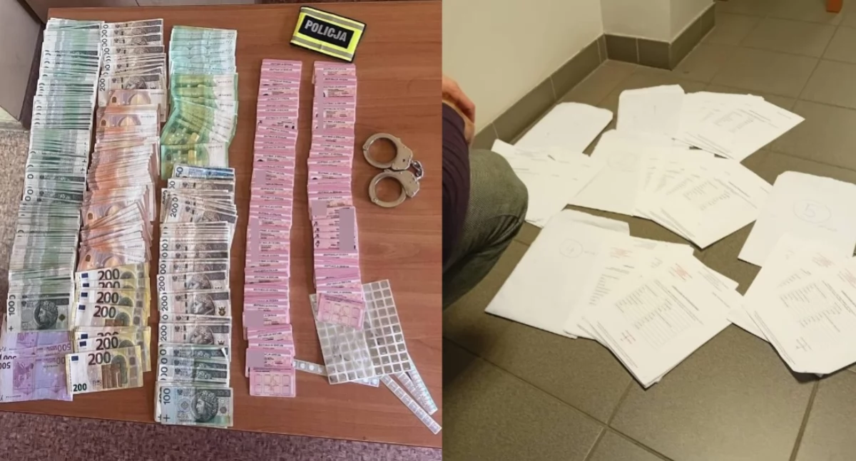 Na zdjęciu przedmioty, które znaleziono podczas przeszukań posesji i mieszkań / Fot. KWP w Łodzi