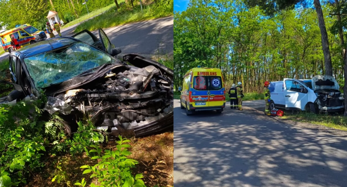 Na zdjęciu miejsce wypadku w Bobrownikach / Fot. Facebook / Komenda Powiatowa Państwowej Straży Pożarnej w Ostrzeszowie 