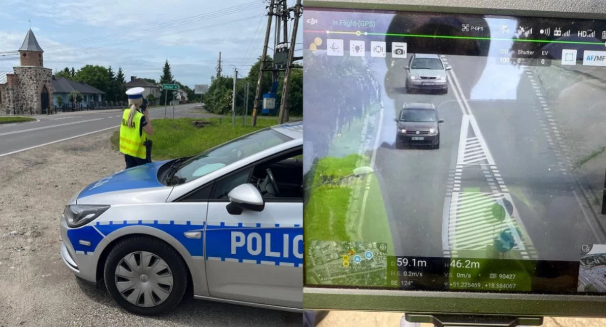 Na zdjęciu fragmenty piątkowych działań na terenie powiatu wieluńskiego / Fot. KPP Wieluń