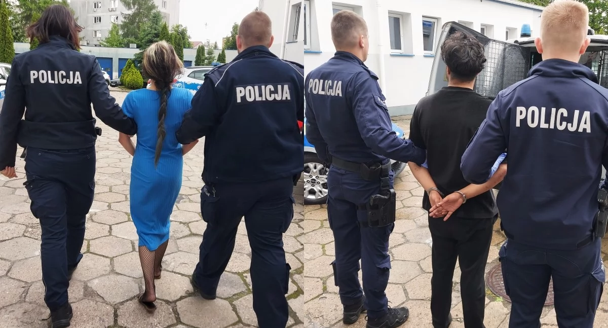 Na zdjęciu zatrzymani oszuści / Fot. KPP Bełchatów