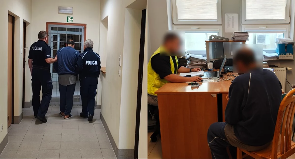 Na zdjęciu moment zatrzymania 34-letniego obywatela Afganistanu / Fot. KPP Wieruszów