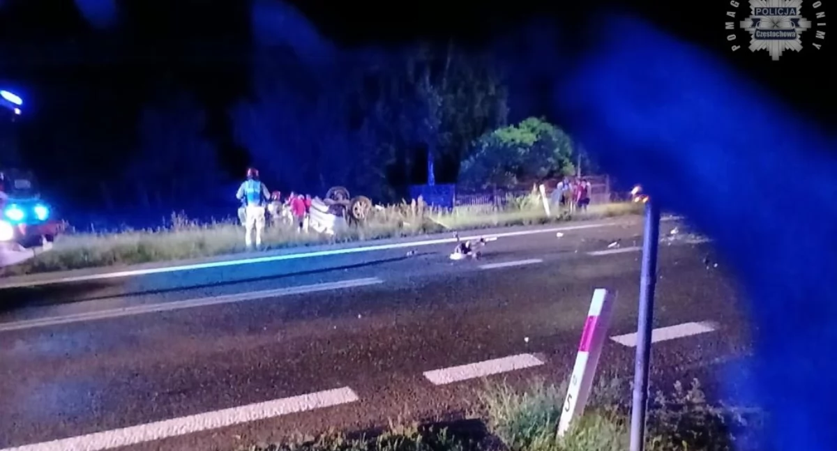 Na zdjęciu miejsce wypadku w Gruszewni / Fot. KMP Częstochowa