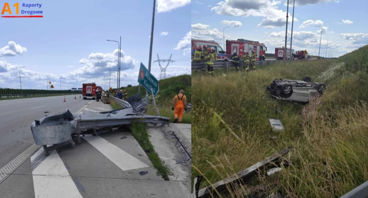 Na zdjęciu miejsce wypadku / Fot. Facebook / Raporty Drogowe Autostrada A1
