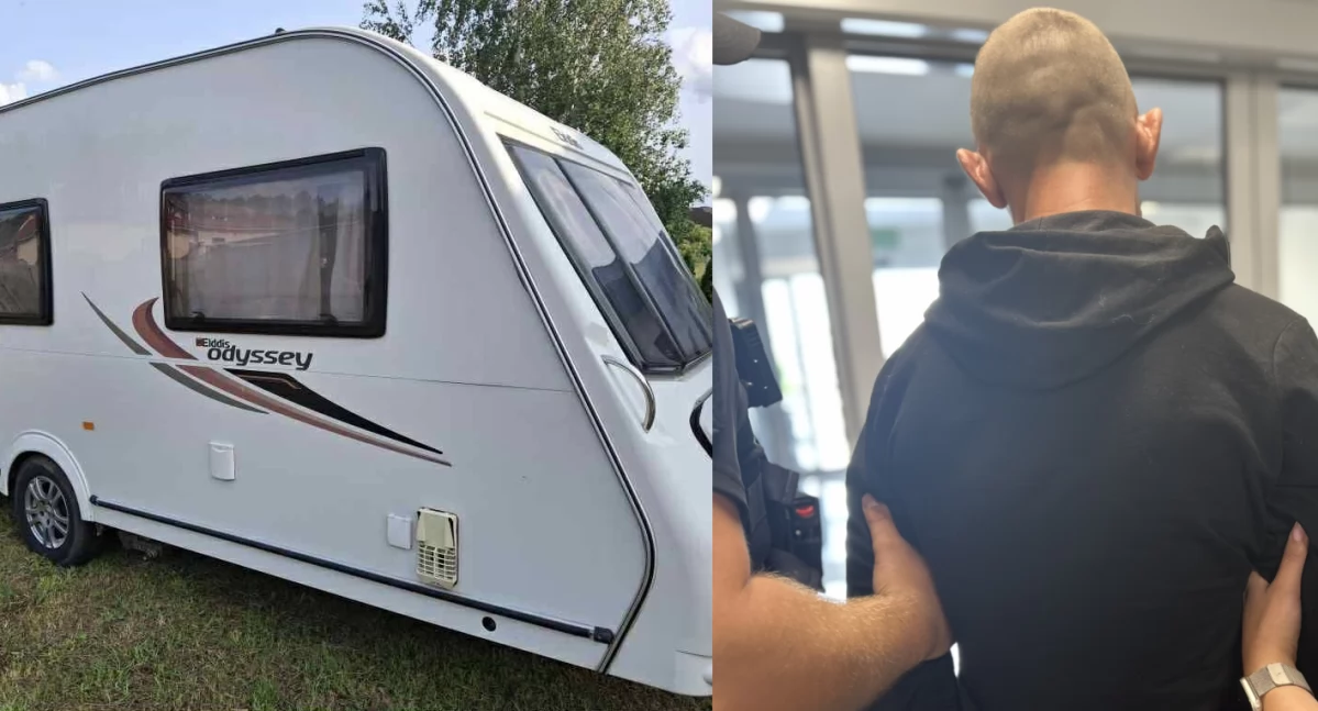 kryminalne, Złodziejska rękach służb Ukradli przyczepę campingową - zdjęcie, fotografia