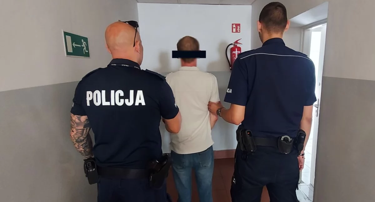 Na zdjęciu moment zatrzymania mężczyzny / Fot. KPP Łęczyca