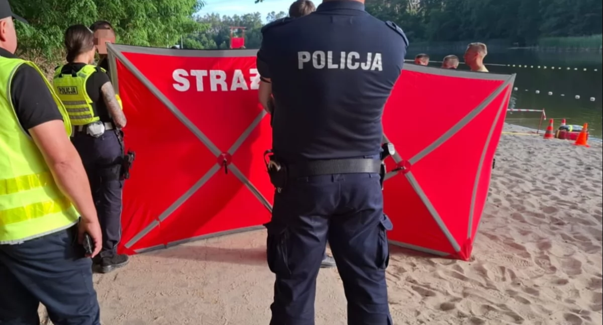 Zdjęcie z miejsca tragicznej śmierci 12-latki, która utonęła w jeziorze Długie w Rzepinie / fot.: mł. bryg. Paweł Przybylski KP PSP Słubice
