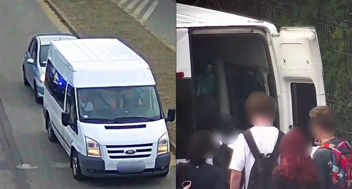 Na zdjęciu bus oraz osoby, które nim jechały / Fot. KPP Tomaszów Mazowiecki 
