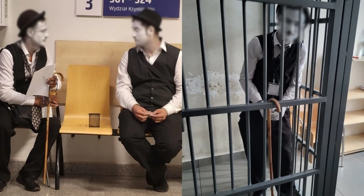 Na zdjęciu moment zatrzymania mimów / Fot. KPP Zawiercie
