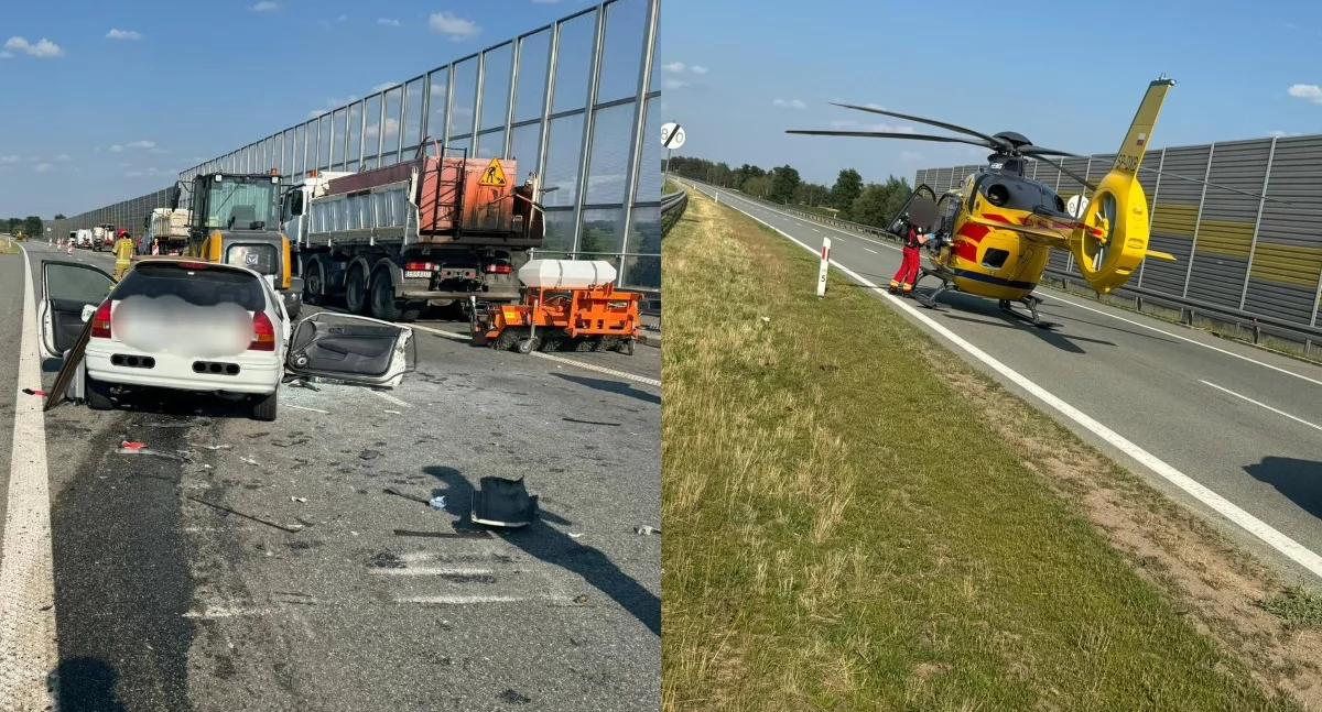 Na zdjęciu miejsce wypadku na trasie S8 / Fot. Facebook / Komenda Powiatowa Policji w Sieradzu 
