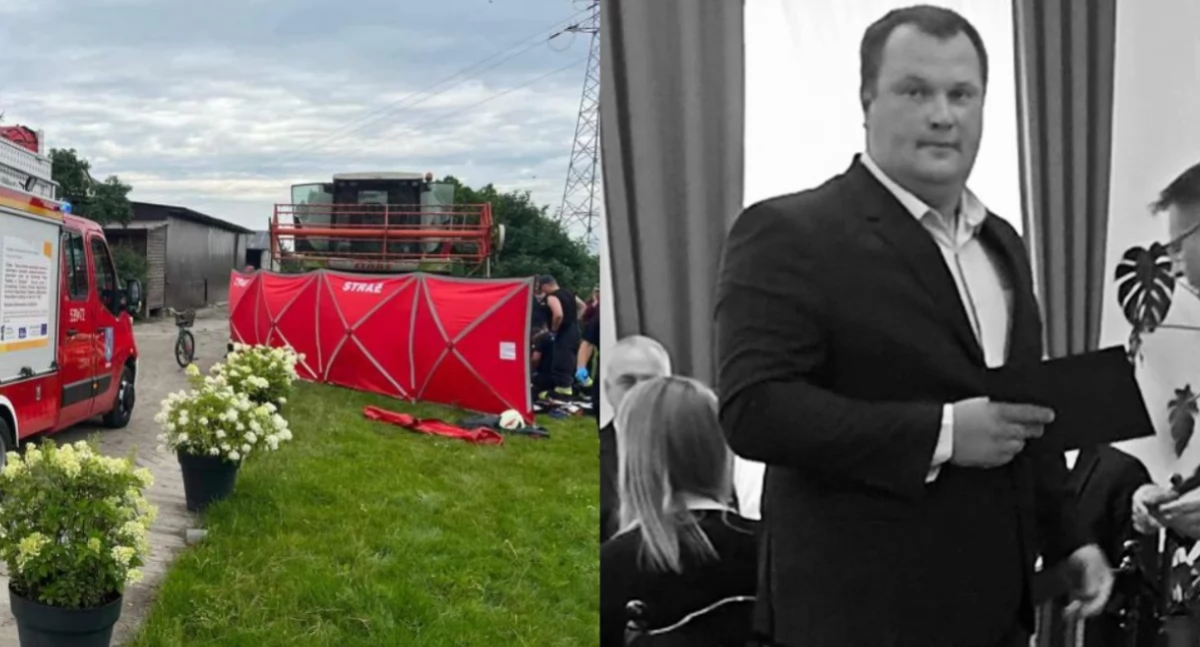 Na zdjęciu miejsce tragicznego wypadku, w którym życie stracił 37-letni samorządowiec, Jakub Palusiński / Fot. KP PSP Sieradz ; Facebook / Dominik Drzazga - Burmistrz Złoczewa