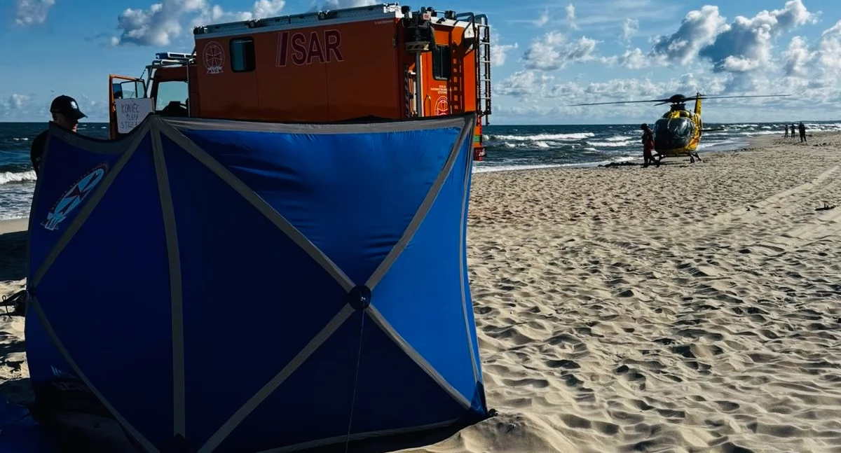 Na zdjęciu miejsce tragicznego zdarzenia na plaży w Stegnie / Fot. KPP Nowy Dwór Gdański 