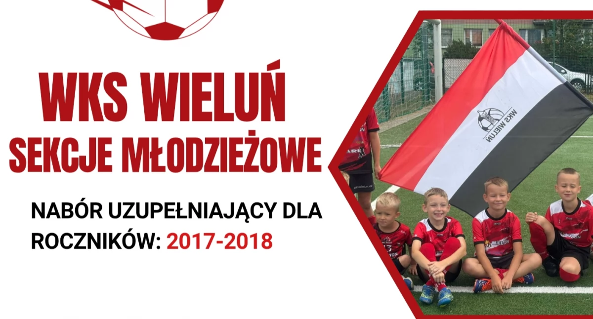 Na zdjęciu plakat promujący nabór do klubu WKS Wieluń Sekcje Młodzieżowe/fot. Łukasz Płuciennik 