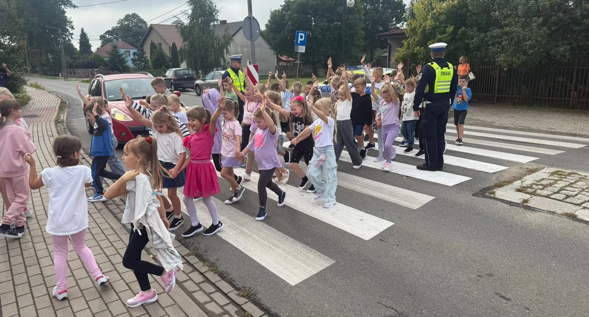 edukacja, bezpieczeństwie ruchu drogowym spotkanie policjantów uczniami Pieczyskach - zdjęcie, fotografia