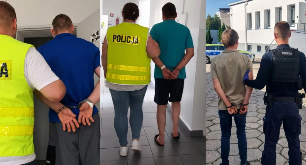 Na zdjęciu zatrzymani uczestnicy bójki w jednym z parków / Fot. KPP Bełchatów