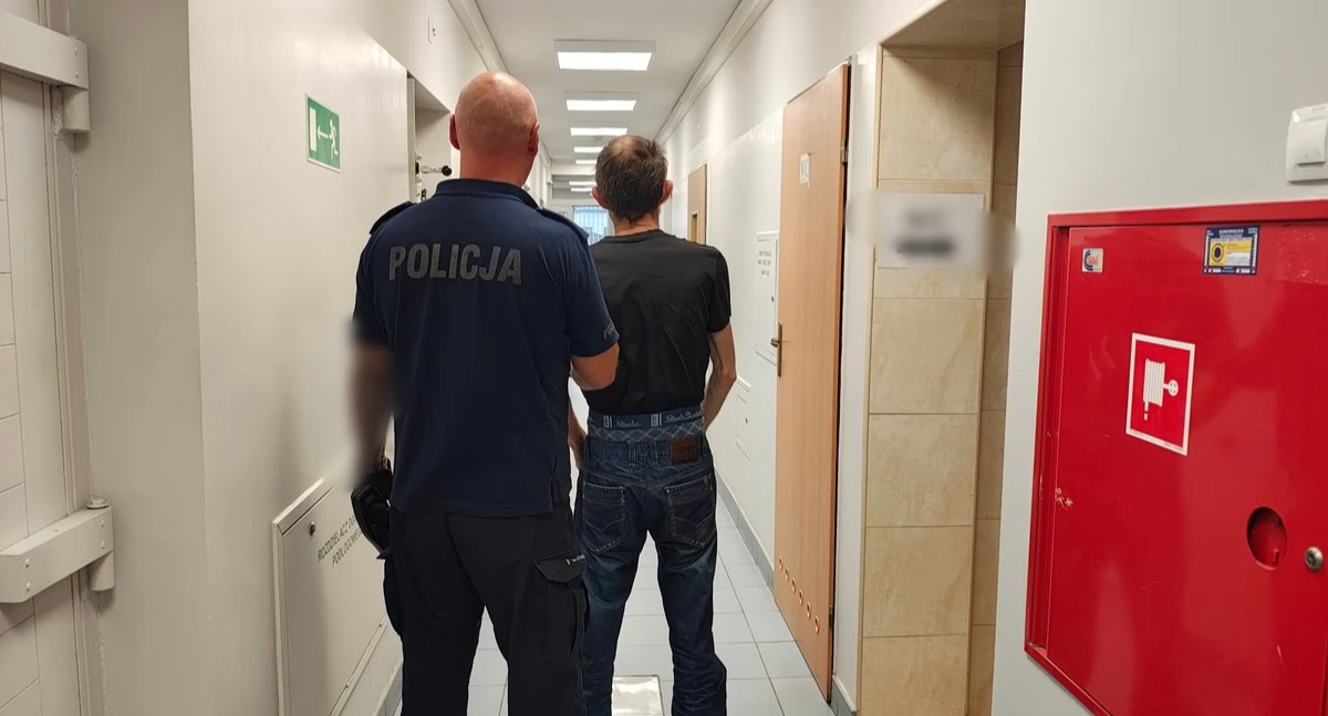 Na zdjęciu zatrzymany 45-latek / Fot. KPP Zgierz 