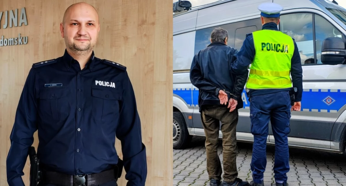 Na zdjęciu asp. Damian Jochym, który zatrzymał pijanego kierowcę / Fot. KPP Radomsko 